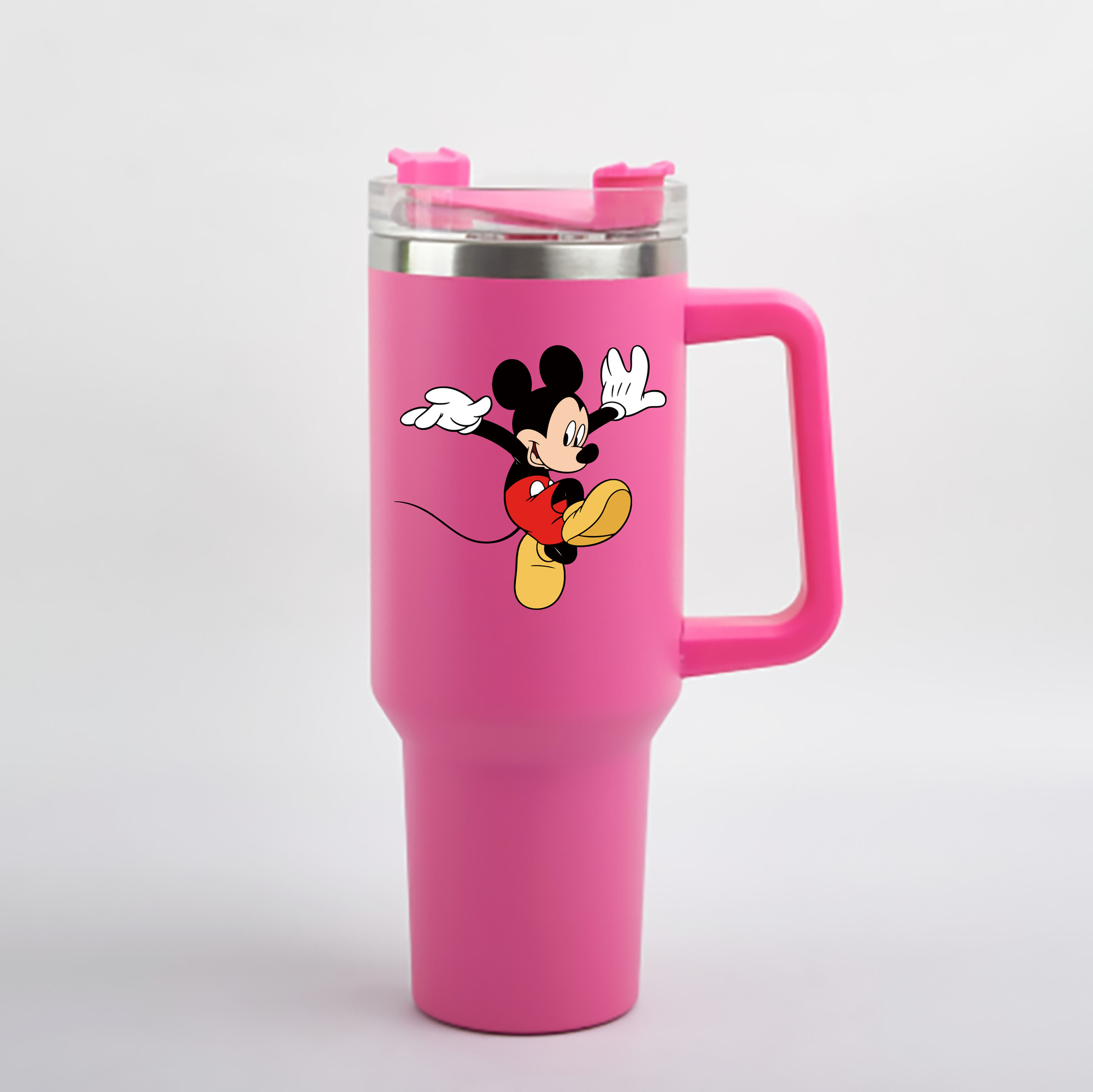 （画像用） ミッキーマウス Mickey Mouse 1200mL車用タンブラー - クリスタルステッカー（プラスチックストロー付き）